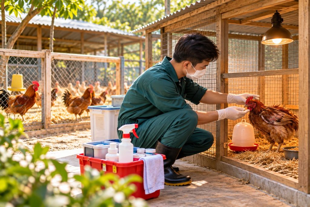 Cách ly gà bệnh: Bố trí ô và quy trình chăm sóc