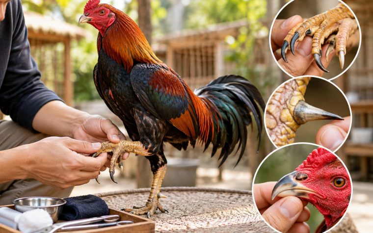 Cách chăm sóc móng mỏ gà chọi và cựa an toàn