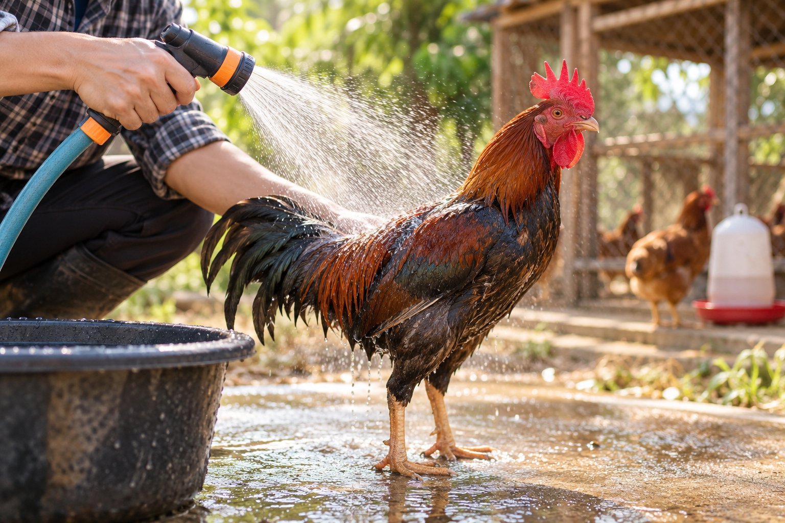 Cách phun nước cho gà an toàn, tránh sặc và nhiễm lạnh