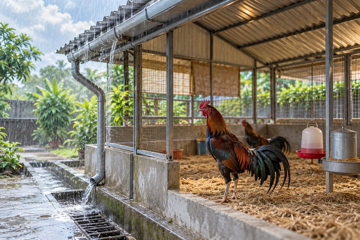 Chuồng gà chọi mùa mưa: Chống dột và chống ẩm