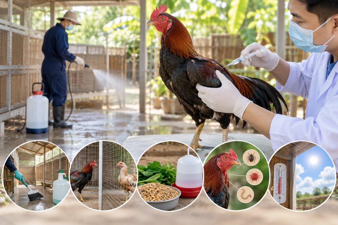 Cách phòng bệnh cho gà chọi: Vệ sinh và tiêm phòng