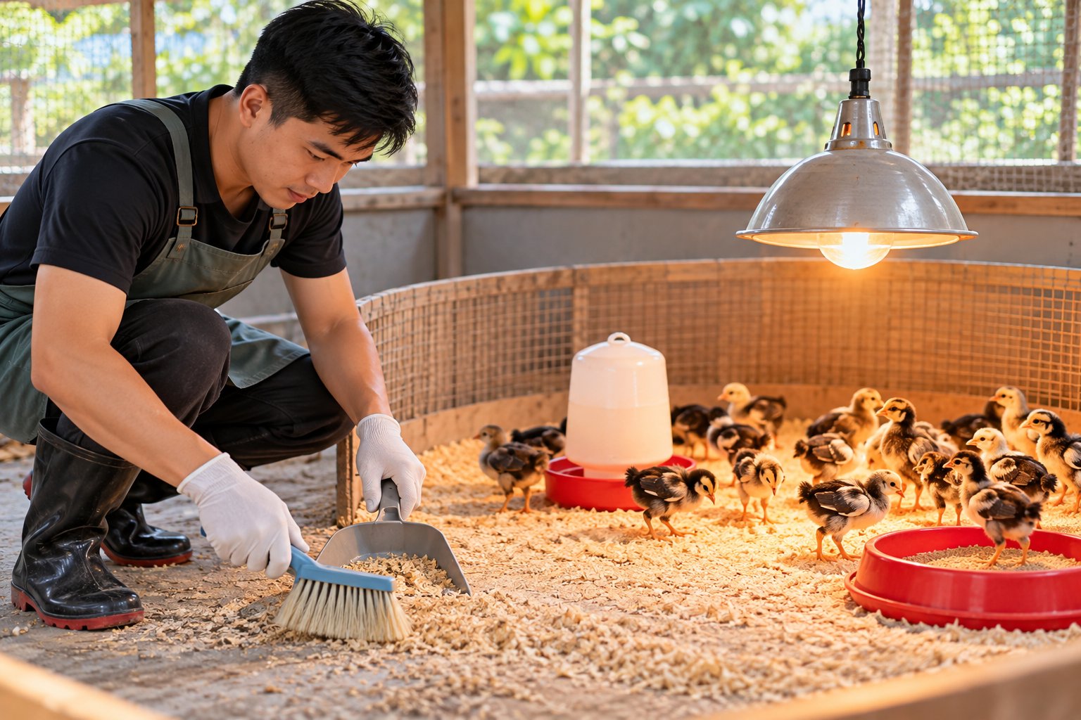 Cách úm gà chọi con: Bố trí chuồng và nguồn nhiệt 4 Ảnh minh hoạ: Cách úm gà chọi con: Bố trí chuồng và nguồn nhiệt