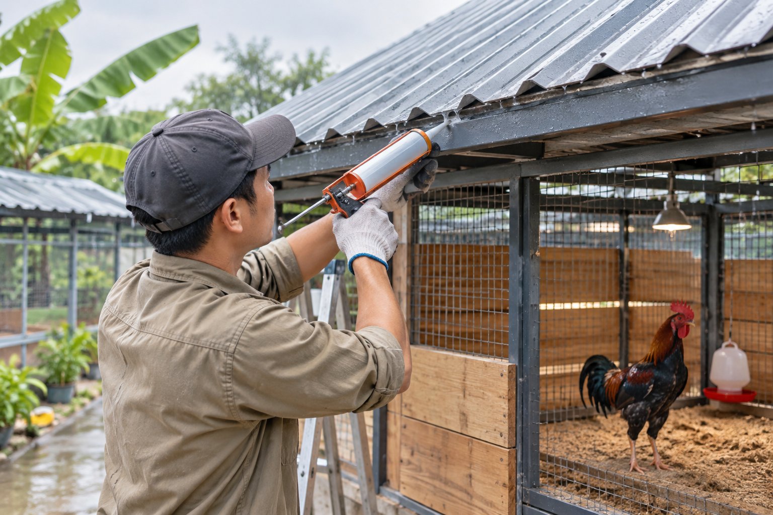 Ảnh minh hoạ: Chuồng gà chọi mùa mưa: Chống dột và chống ẩm