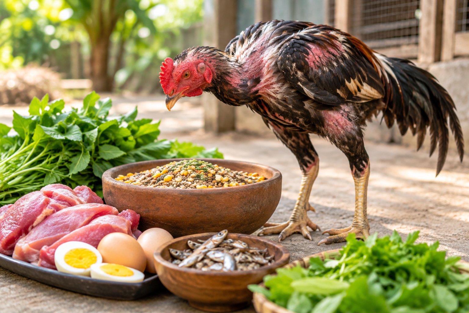 Ảnh minh hoạ: Gà chọi thay lông ăn gì? Cách xây dựng khẩu phần