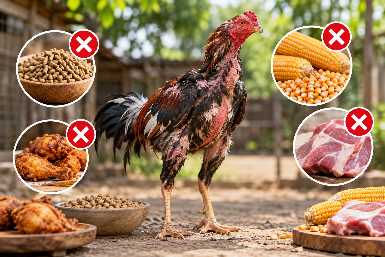 Ảnh minh hoạ: Gà chọi thay lông ăn gì? Cách xây dựng khẩu phần