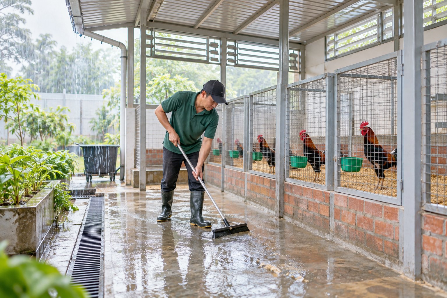 Ảnh minh hoạ: Chuồng gà chọi mùa mưa: Chống dột và chống ẩm