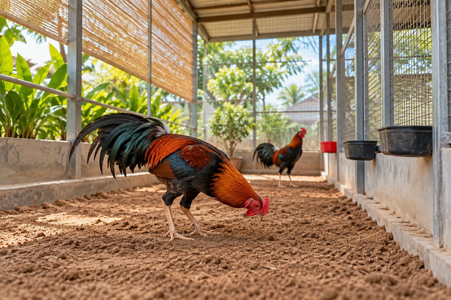 Ảnh minh hoạ: Chuồng gà chọi mùa nóng: cách làm mát an toàn